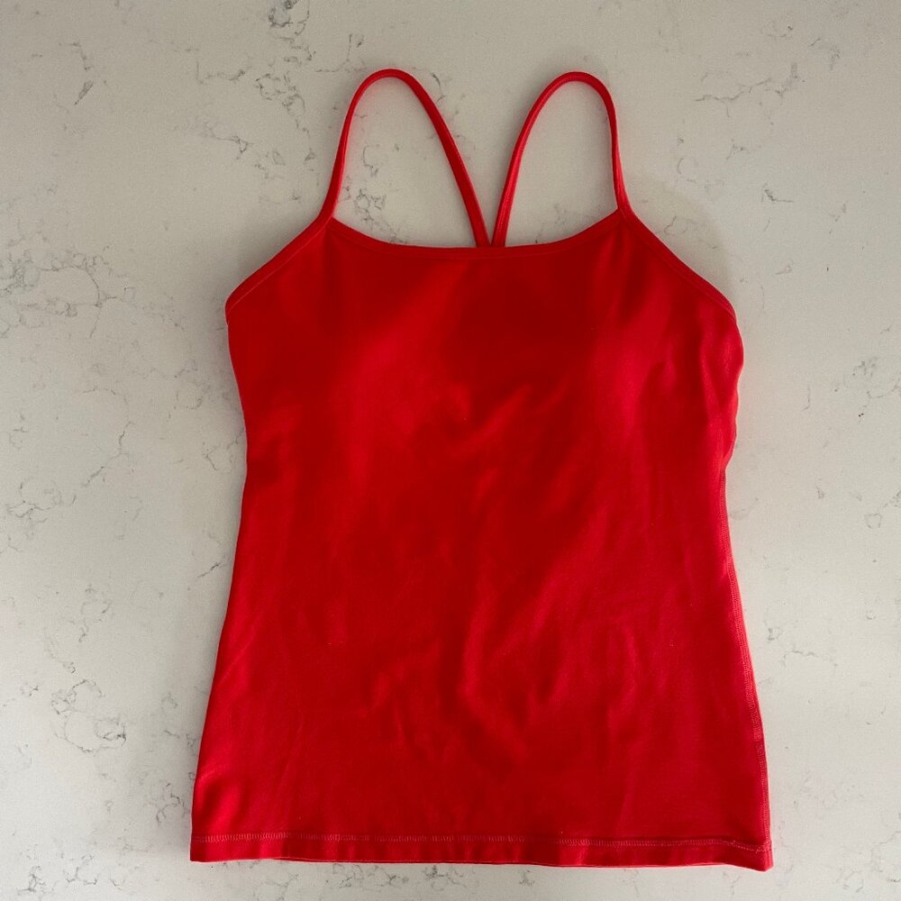 Lululemon Power Y Tank Top w Shelf Bra Coral Red/Orange - no fabric tag